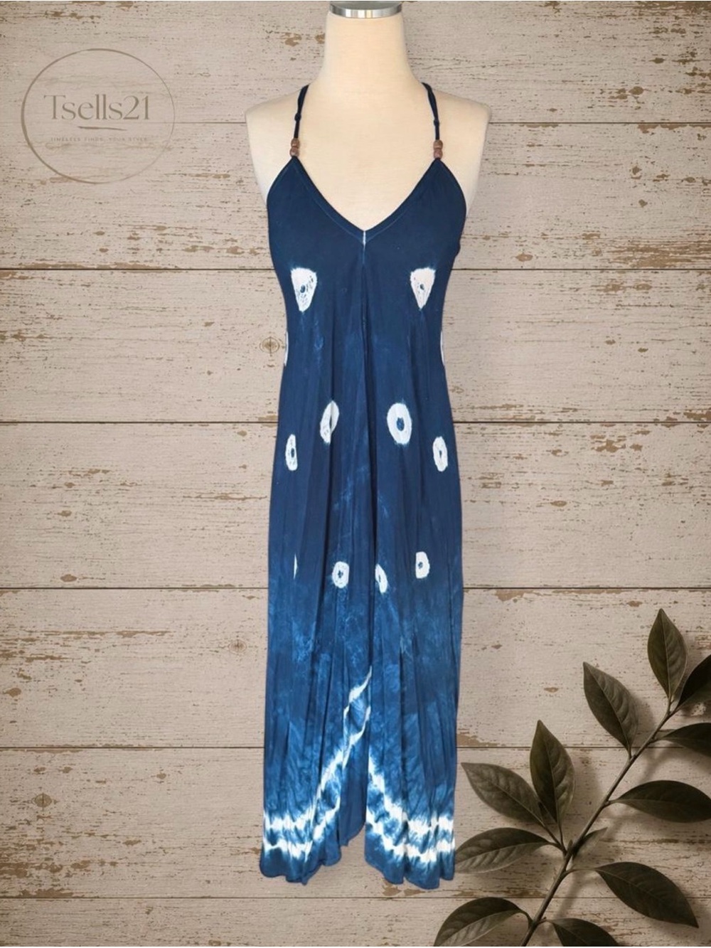 India Boutique Blue Tie Dye Boho Maxi Dress - Size Free Size